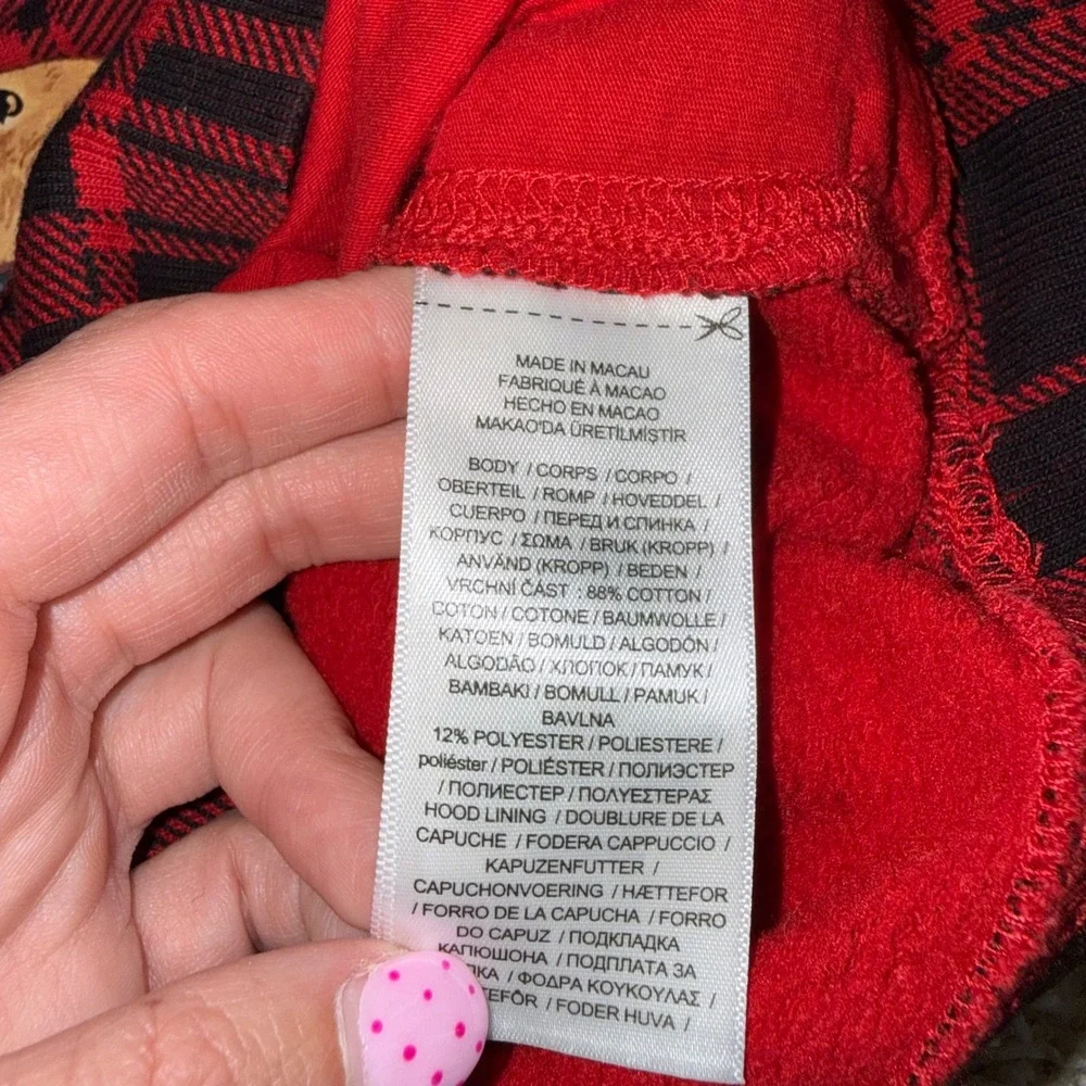 Polo Ralph Lauren Hoodie Kids Size 7 Red Plaid Excellent Polo Bear Patchwork
